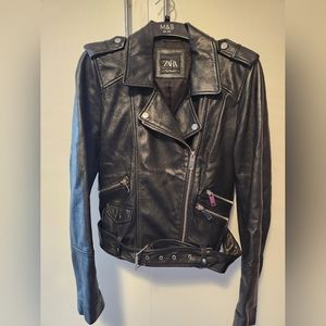 Zara leather moto jacket Size L